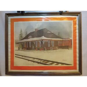 Vintage Framed Print "KENNEDY '81" Called "NEW OXFORD TRAIN STATION"
